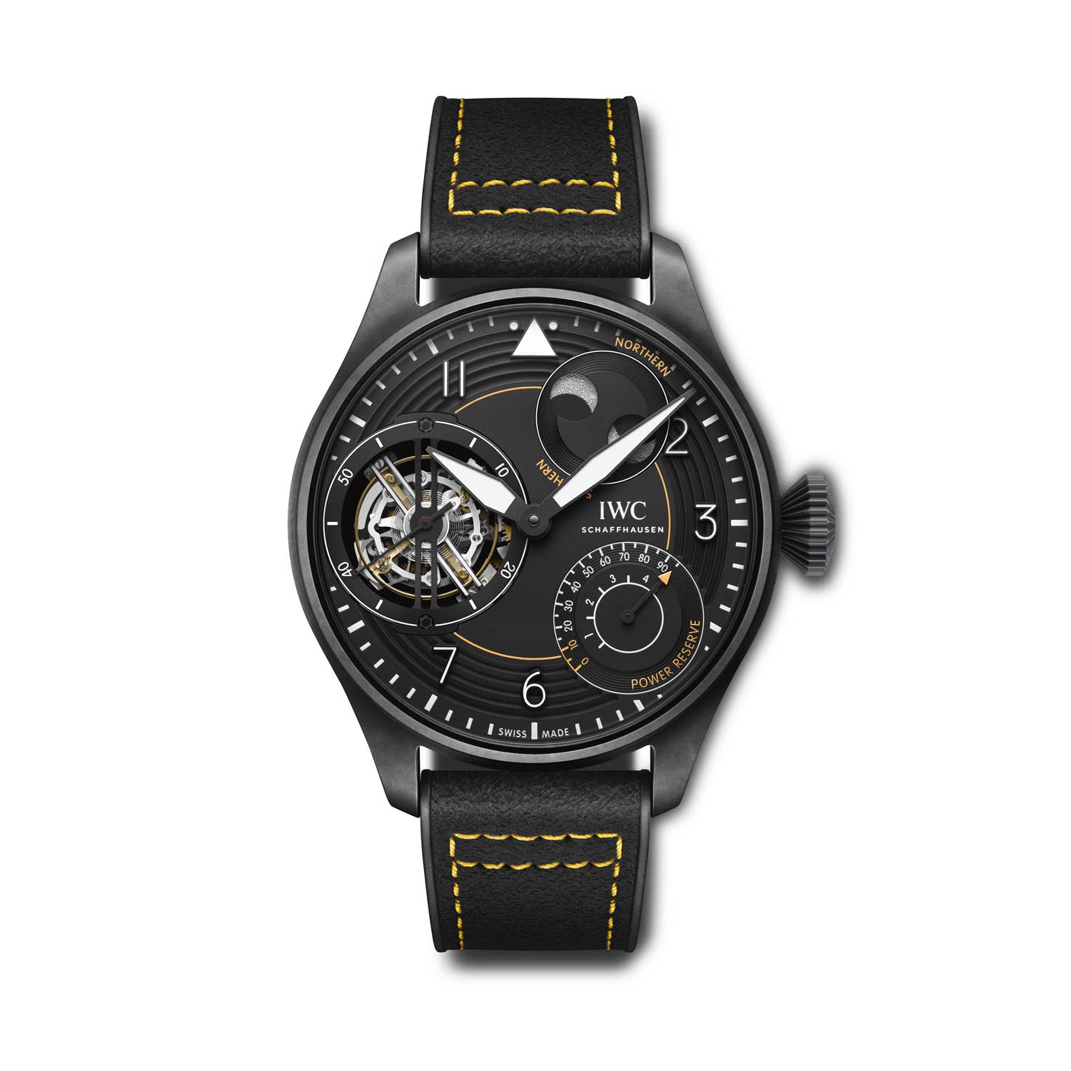 Limited to 15 pieces, this unique timepiece combines IWC’s complex constant-force tourbillon with a matte black Ceratanium® case and the iconic Big Pilot’s Watch design.