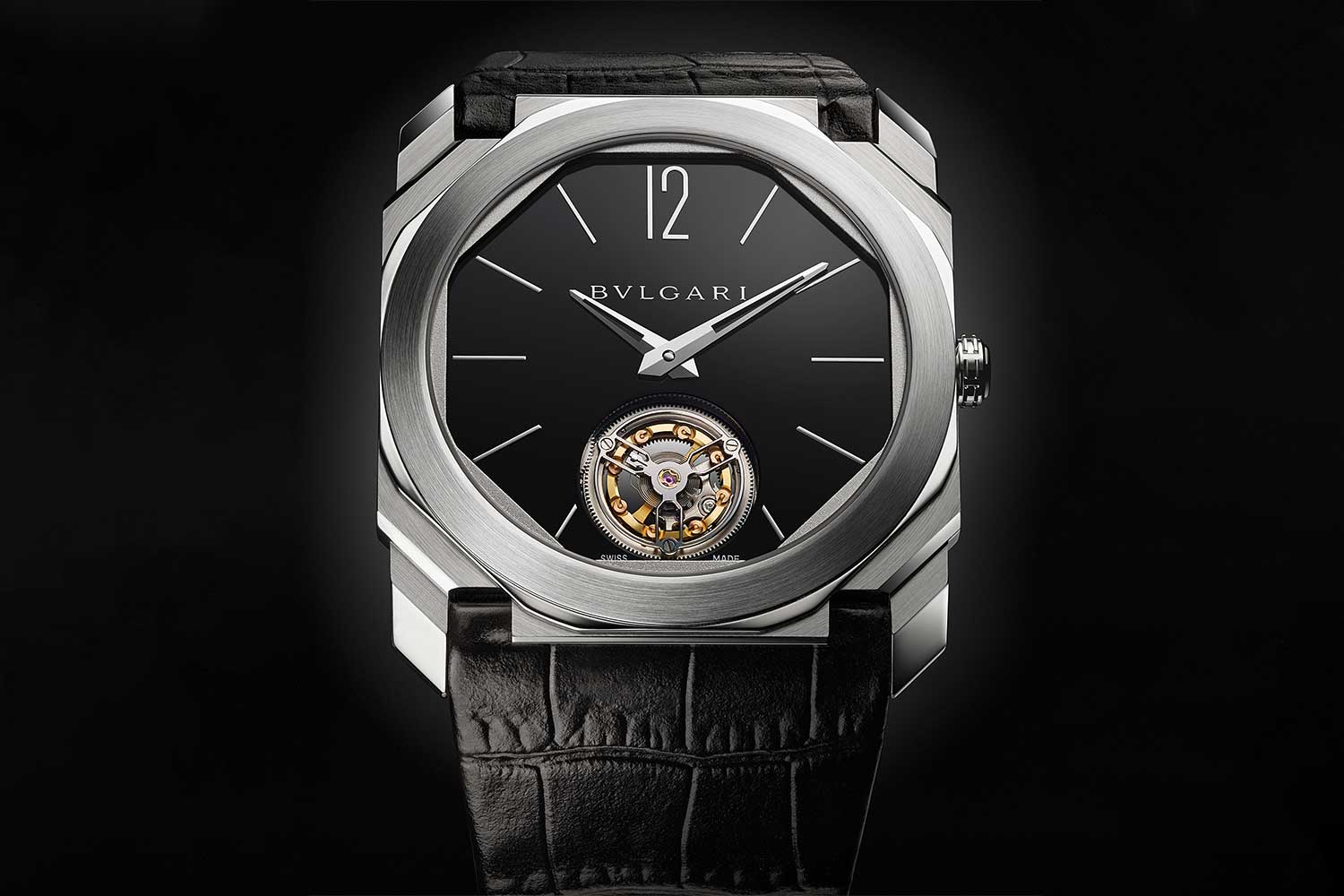2014: Octo Finissimo Tourbillon Manual featuring the thinnest hand-wound flying tourbillon movement in the world, BVL 268 caliber, only 1.95mm thick