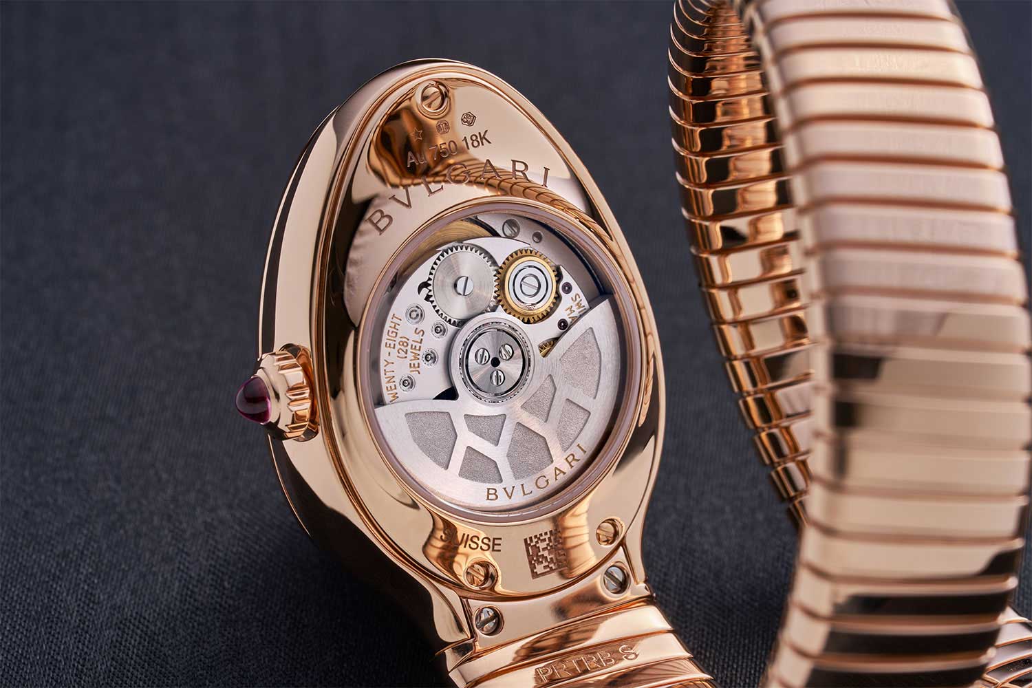 Open caseback of Bulgari Serpenti Tubogas. image: Revolution ©