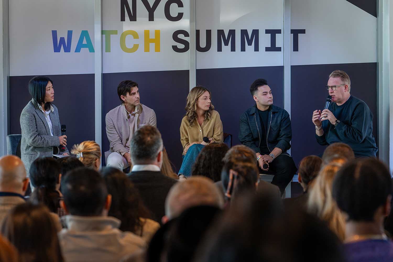 Kathy Lee, Johannes Huebl, Malaika Crawford of Hodinkee, Austen Chu of Wristcheck and fashion designer Todd Snyder (Image Credit: Alex Merillou)