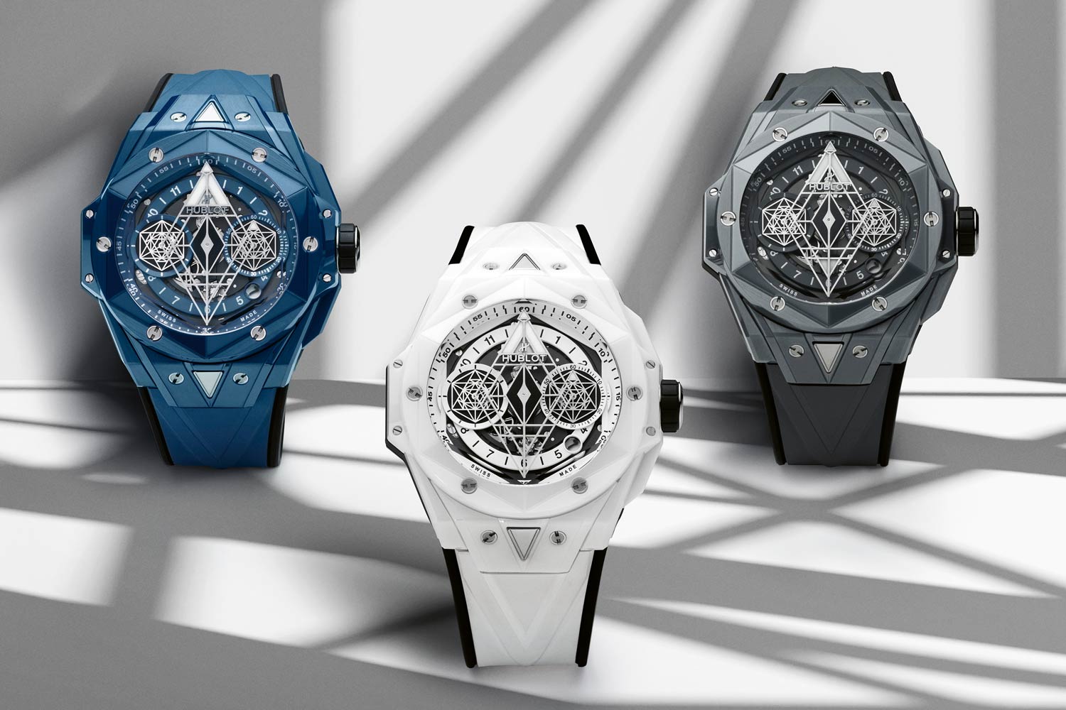 Hublot Big Bang Sang Bleu II Ceramic in blue, white and grey colorways