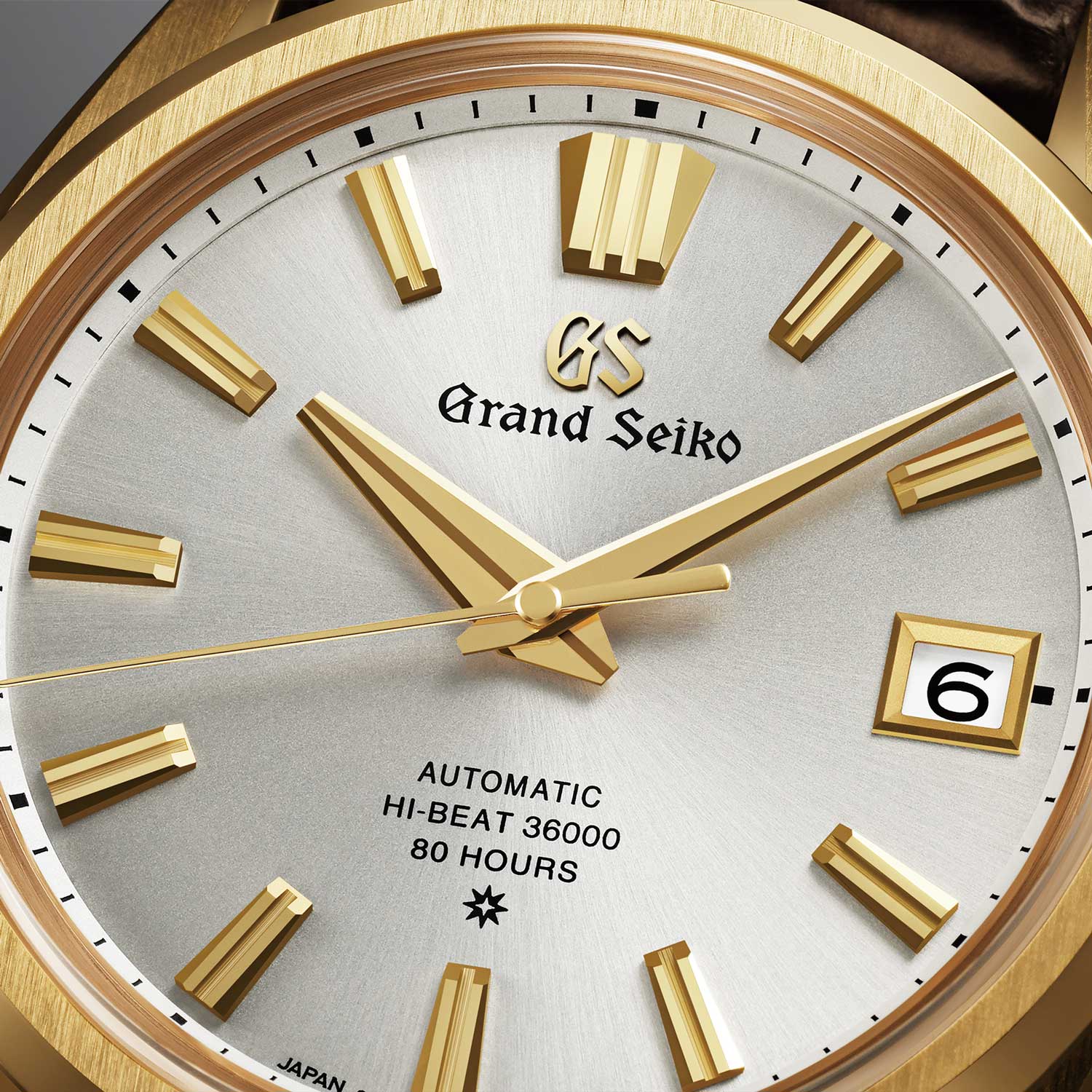 Close up on the dial of the Grand Seiko 60th Anniversary Limited Edition SLGH002 with virtually instantaneous date (Image: Grand Seiko)