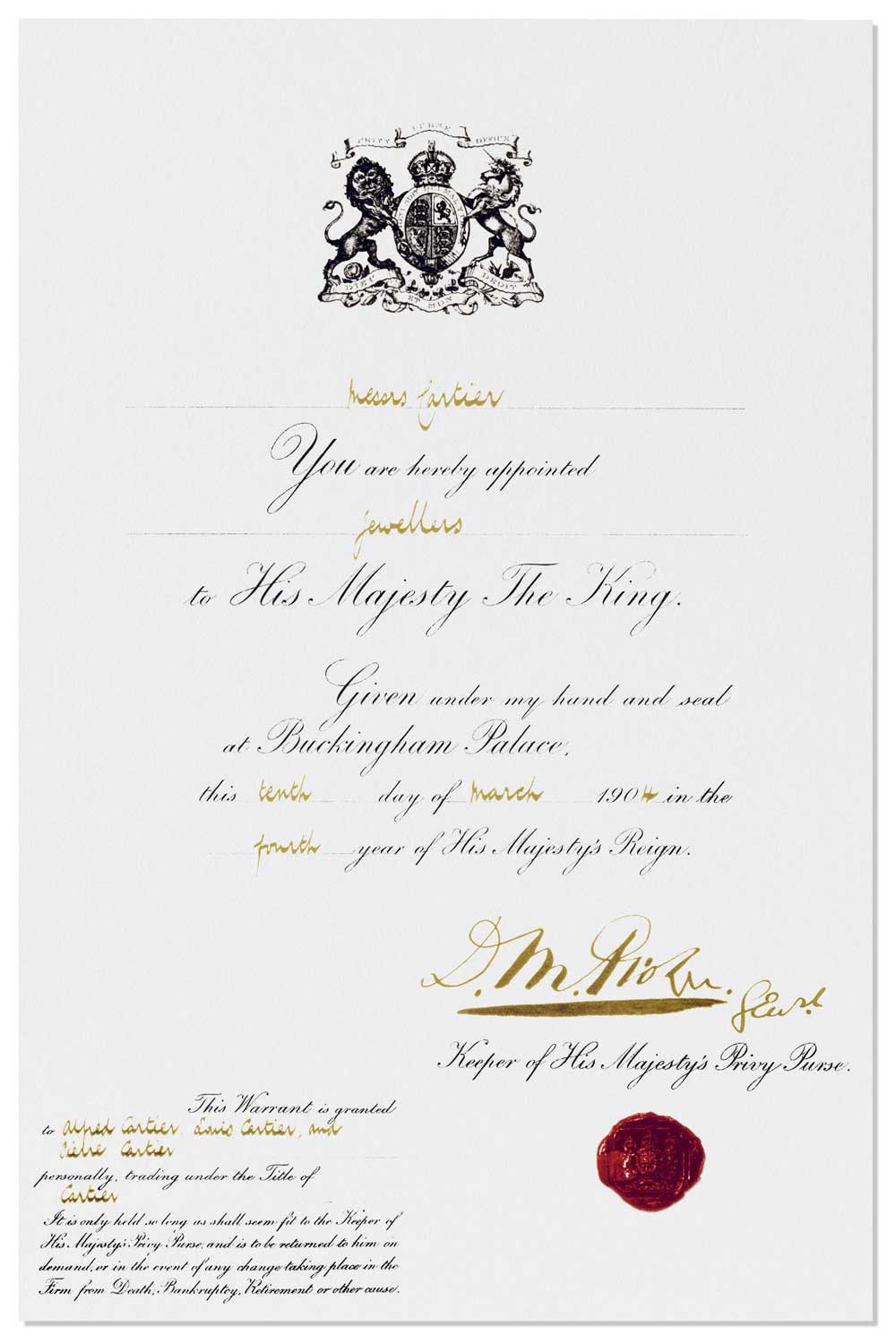 Just two years after setting up shop in London, Cartier would receive a Royal Warrant from King Edward VII on March 10th, 1904. King Edward would famously call Cartier the "jeweller of kings and the king of jewellers" (Image: Cartier)